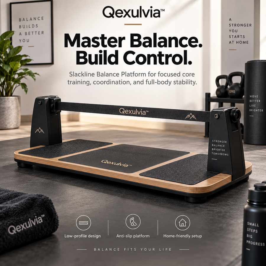 Qexulvia™ Slackline Balance Platform