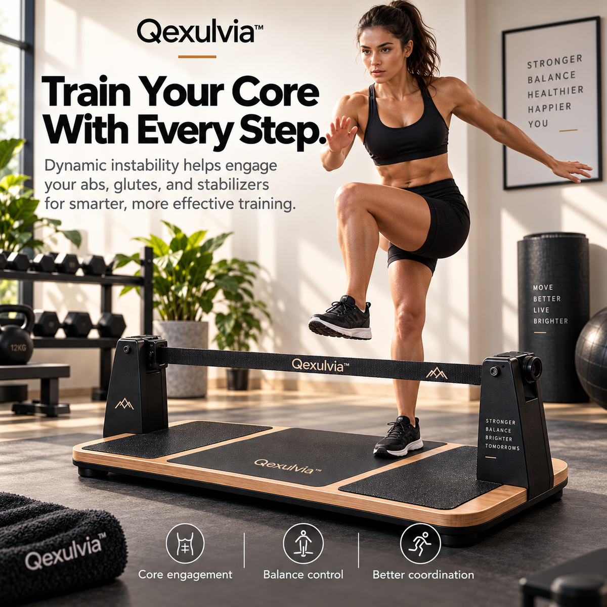 Qexulvia™ Slackline Balance Platform
