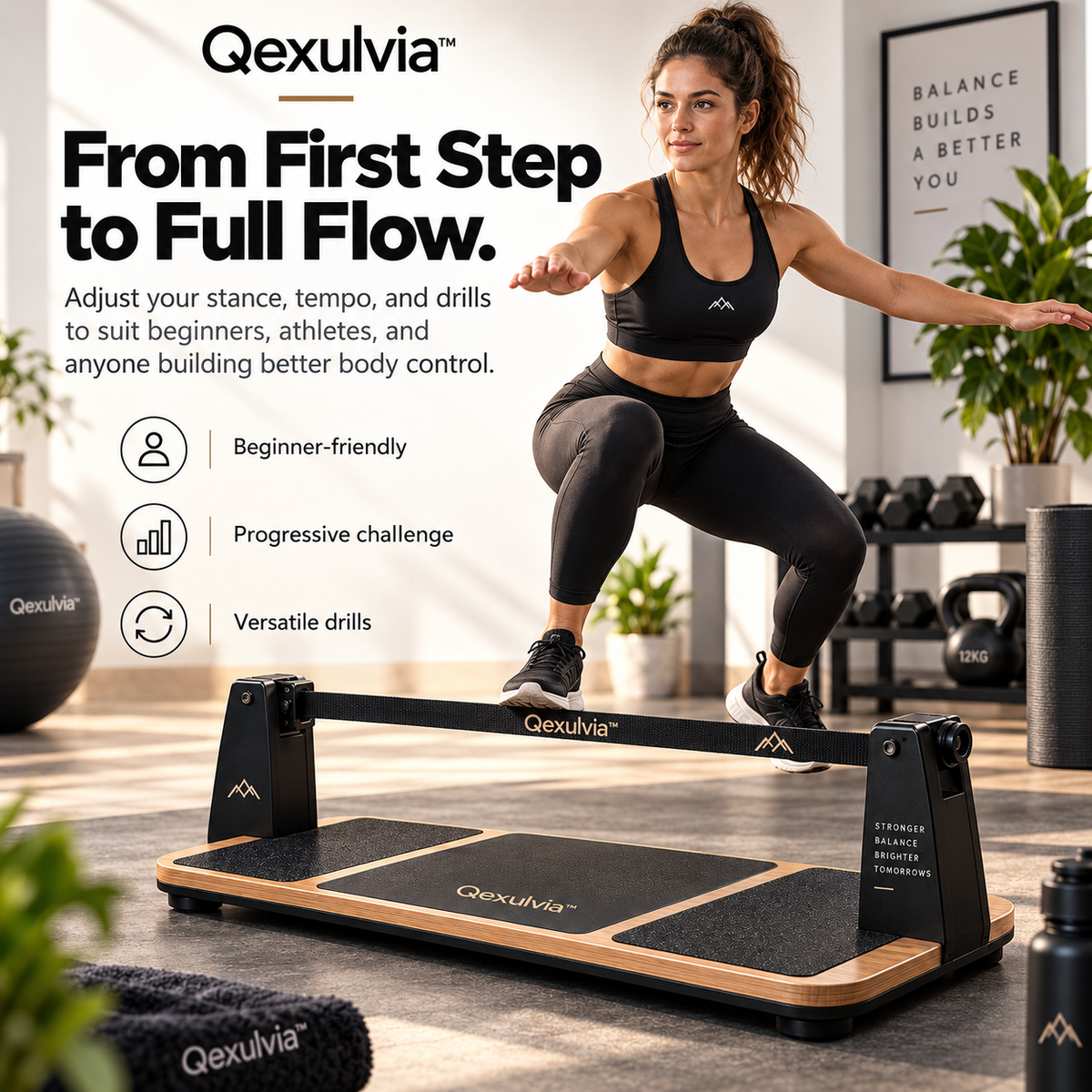 Qexulvia™ Slackline Balance Platform