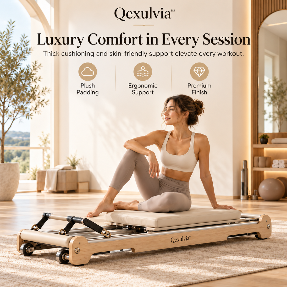 Qexulvia™ Luxury Rolling Pilates Platform