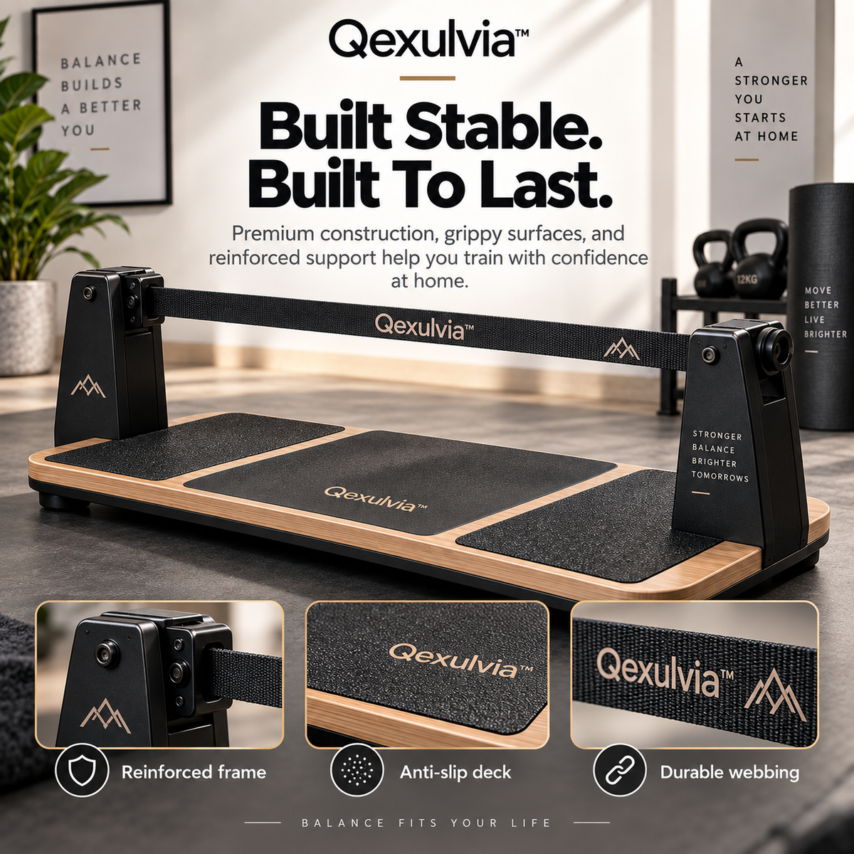 Qexulvia™ Slackline Balance Platform